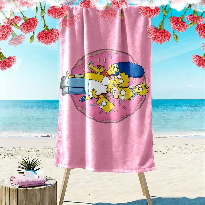 Simpsons Print Beach Towel, Large Soft Quick Dry Towel for Beach Camping Swimming