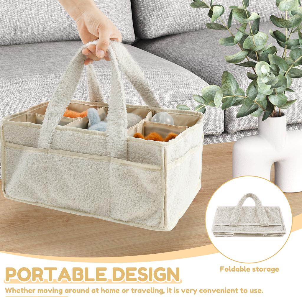 Plüsch Windelorganizer Tragbarer Baby-Windel-Caddy Aufbewahrungskorb mit Mehrfachfächern Neugeborenenartikel Windeltaschen Organizer