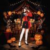 Harley Quinn Cosplay Costume, Adult Halloween Circus Clown Outfit, Polyester, M-XL