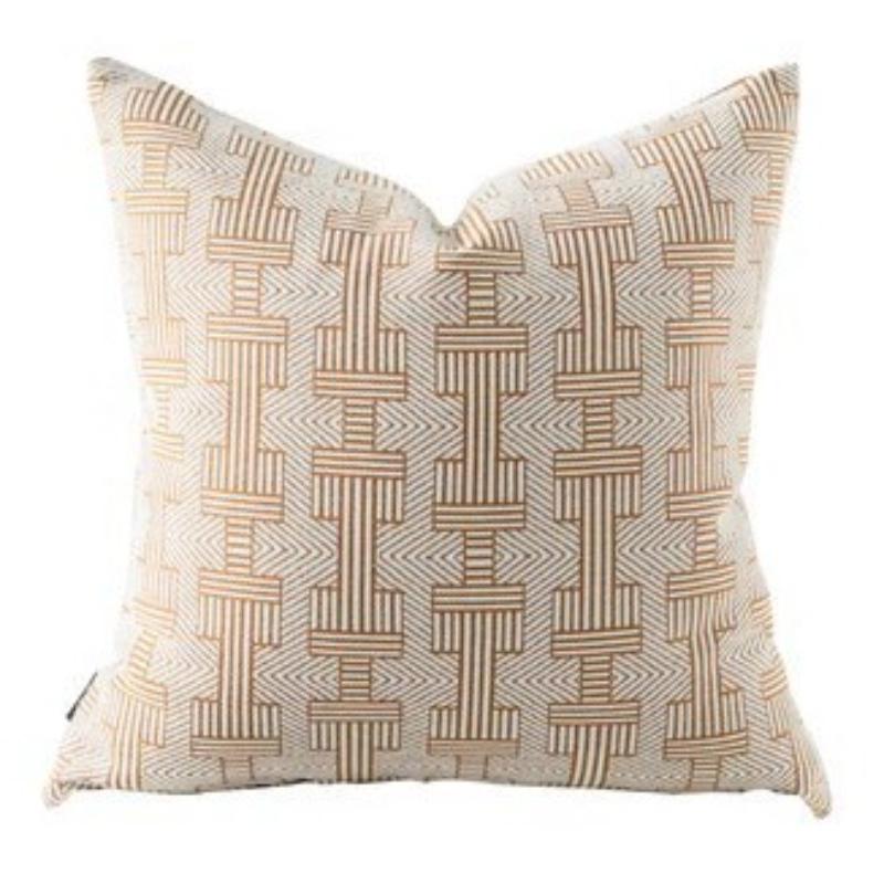 New Oat Color High End Geometric Jacquard Cushion Cover Double-Sided Modern Light Luxury Pillow Covers Decorative Decor Home