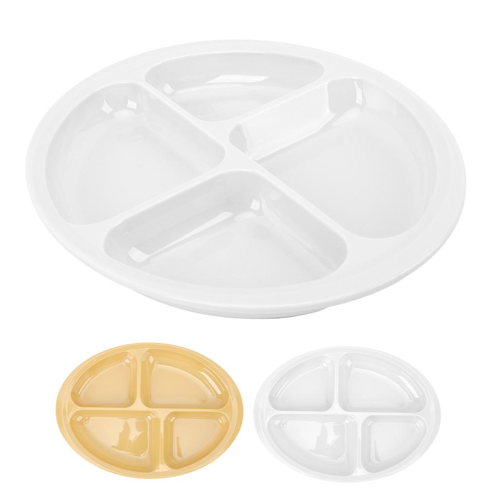 Divider Plate 4 Compartments Anti Slip Mat Round Portion Control Section Plate for Children Elderly