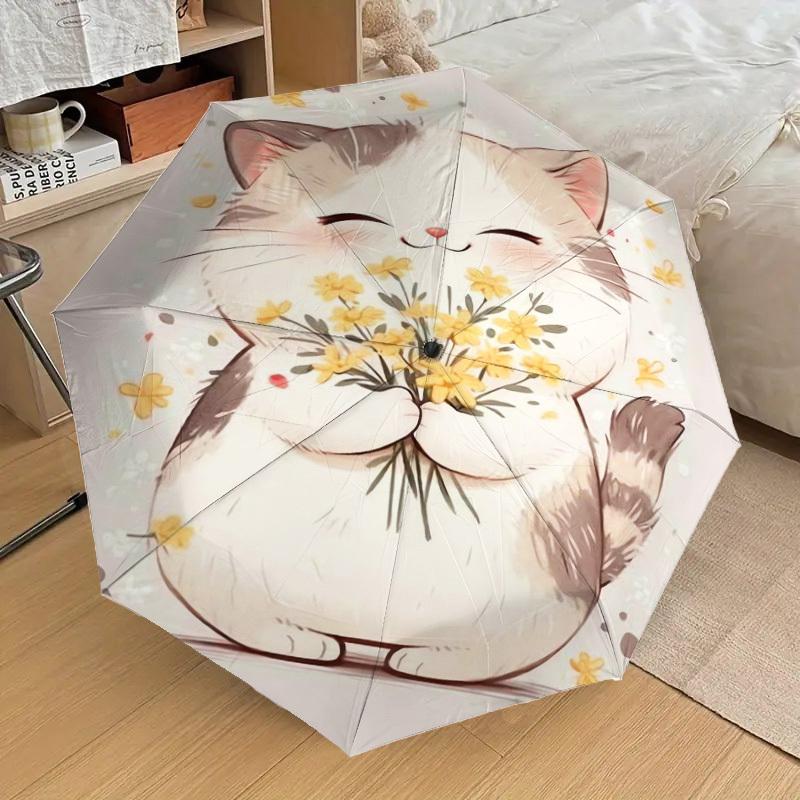 1 st Kattblommor Mönster Paraply Automatiskt Öppnings- och Stängningsparaply, Paraply av Hög Kvalitet, Idealisk Gåva till Henne 182