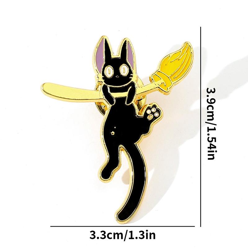 Cartoon Cute Black Cat Enamel Metal Brooch Lapel Pin  Bag Badge Accessoriess Gift For Kids Friends