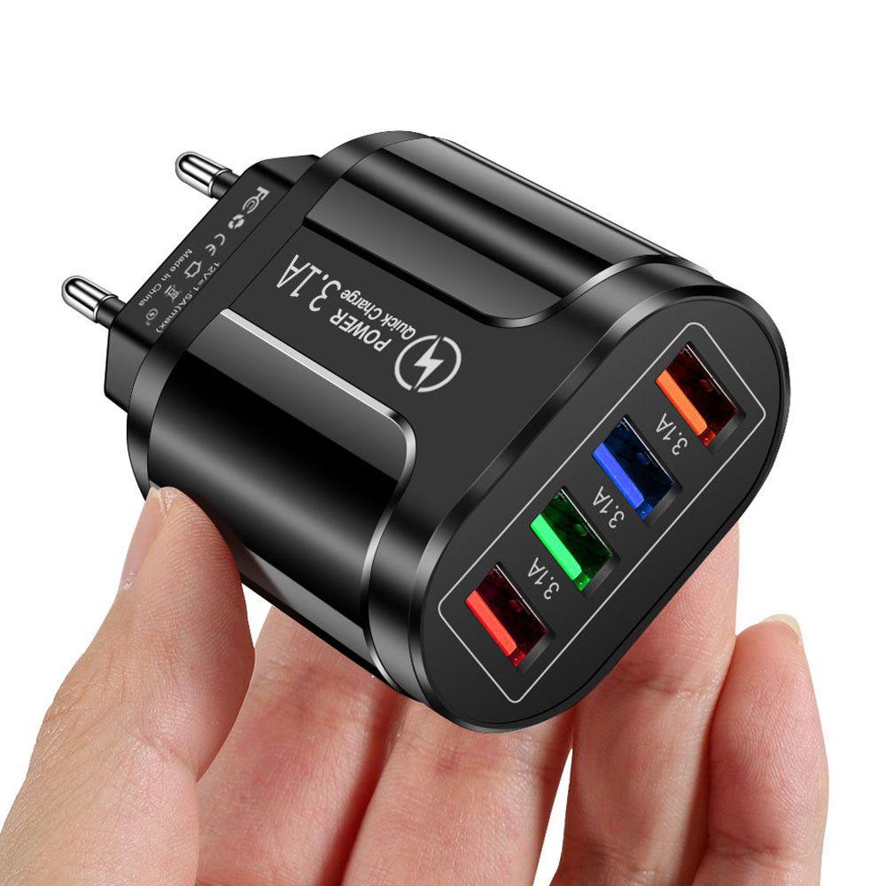 Travel 4 Ports UK EU US Plug Fast Quick Charger USB Transformer Adapter Power Supply