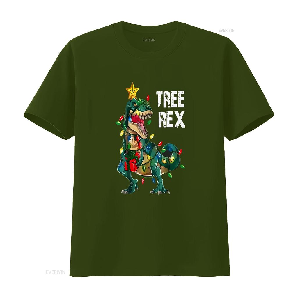 Tree Rex T Funny Christmas Dinosaur Womens Shirt Unique Design Festive Fun Vintage Washed Homme Fashion Breathable Casual