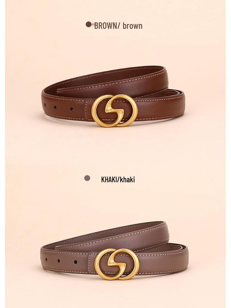 Women's Angola Red Genuine Leather Waist Belt - Fashionable, Versatile, and High-End Cowhide Accessory for Suits and Coats