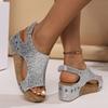 Sparkling Roman Sandals Women's Large Slope Heel Sandals Women's Shoes