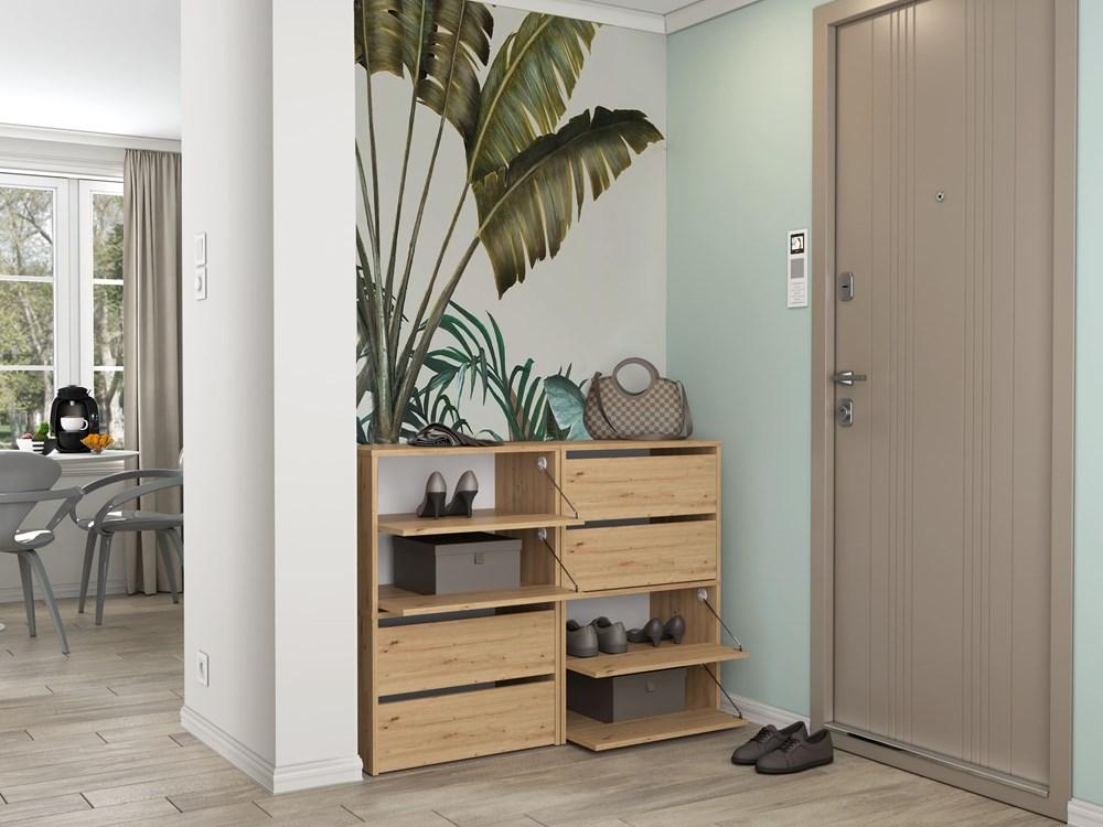 Shoe Cabinet Modo Shoes X2 Double 4 Shelves Artisan Oak Shelving For Home Office