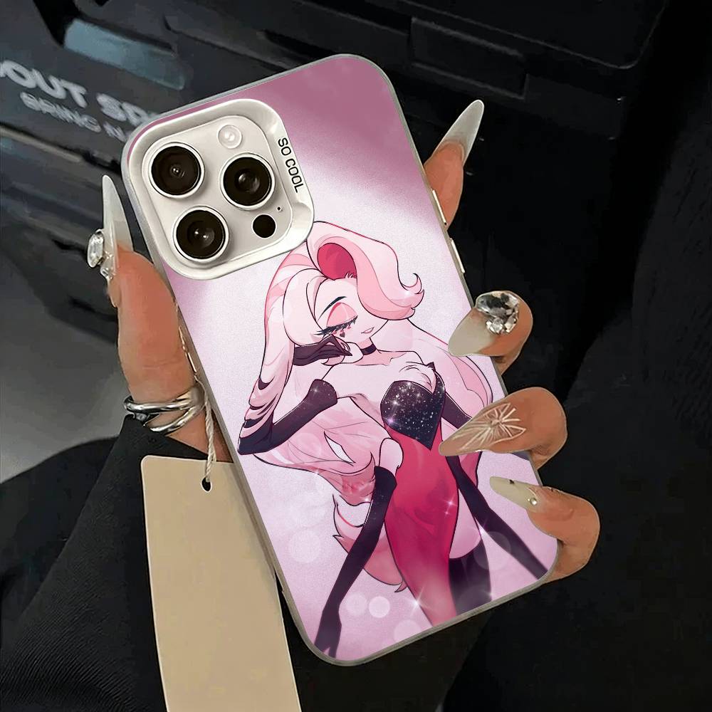 A-Angel Dust H-Hazbin H-Hotel Phone Case For iPhone 11 12 13 14 15 16Pro Max Plus White Sliver Phone Cover