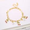 Fruit Cherry Charm Bracelet Gold Plated Metal Bracelet New Design Cherry Pearl Bracelet  Party