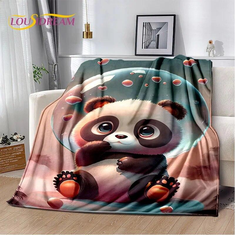Couverture En Polaire Douce Avec Motif Panda Dessin Animé Pour Enfants, Adultes Et Adolescents, 180 X 200 Cm