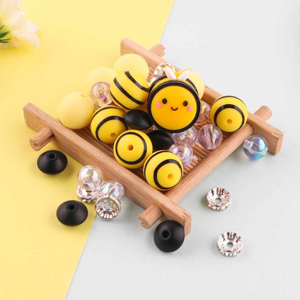 New 31Pcs/Set 3D New Silicone Focal Beads Round Bead For Jewelry Making DIY Beaded Pen Keychain Necklace Bracelet Accessories