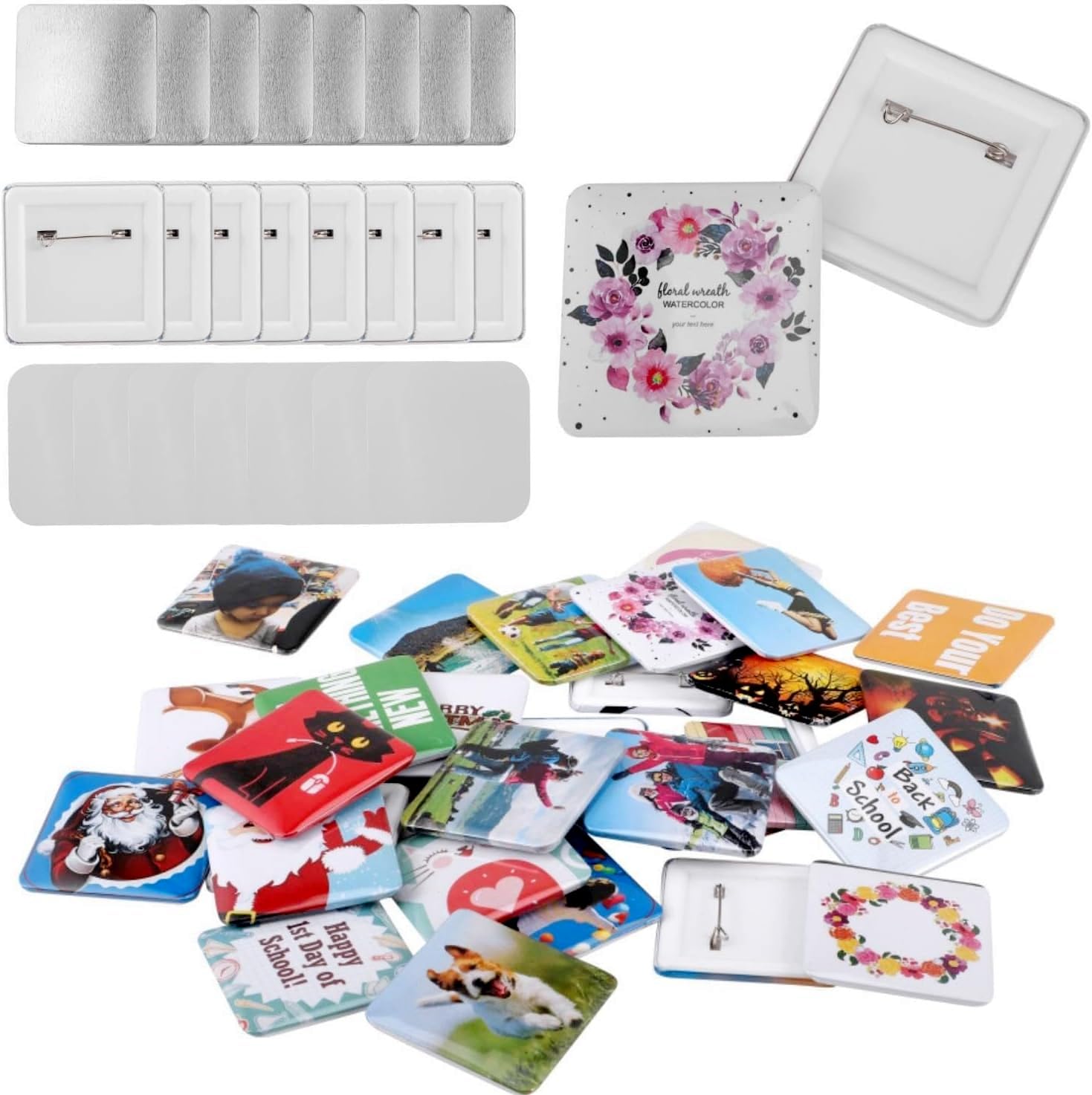 

Квадратный материал для жестяных значков 100 штук Жестяные значки Жестяной значок 100 наборов Материал для машины для жестяных значков