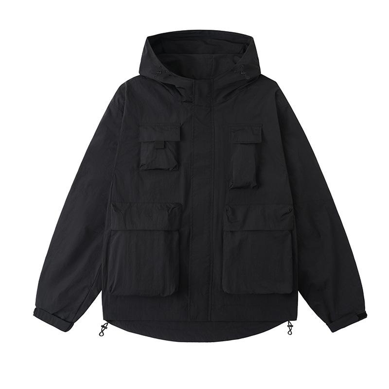 New Men and Women Hooded Jacket Teenagers Outdoor Casual Sports Top Versatile Trendy Men's Multi-bag Jacket