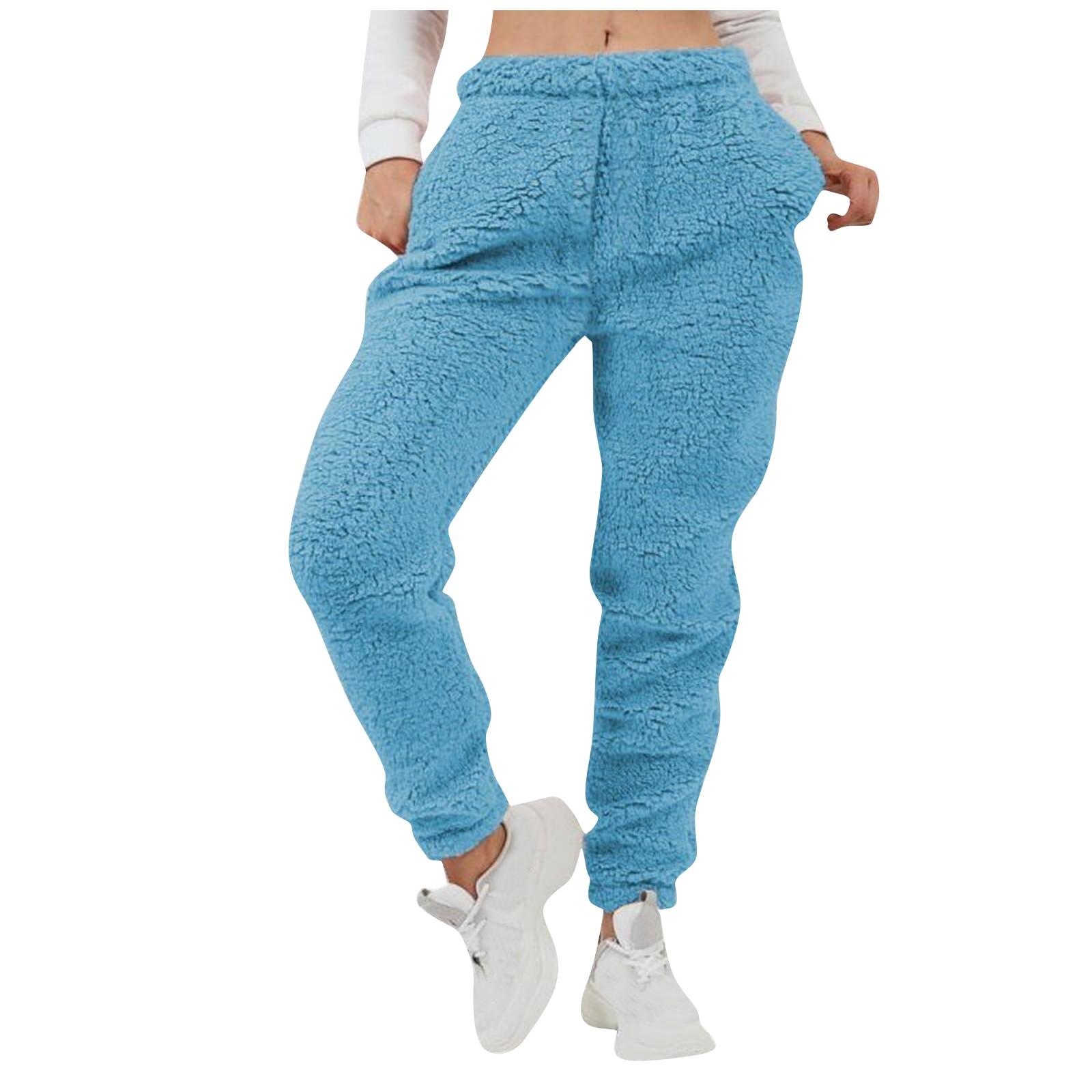 

Women s Plush Casual Pants Loose Comfort Warm Home Pants L синій