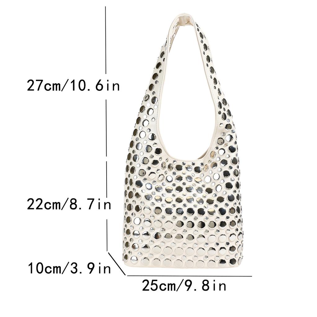 Designer Geometrische Schultertasche Für Damen Top Marke Handtasche Luxus Glänzender Nieten Handgefertigt Abend-Clutch Tasche Mode Party Portemonnaie