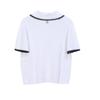 Women's M Family French Color Block Short-Sleeve Crochet Collar Polo Knit Top - Spring/Summer 2025