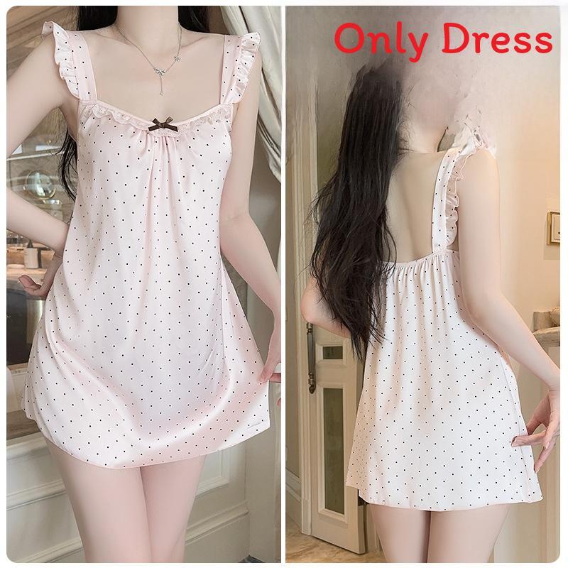 Satin Sleepwear Dress For Women With Deep V Neck And Sleeveless Design For Home And Lounge Use