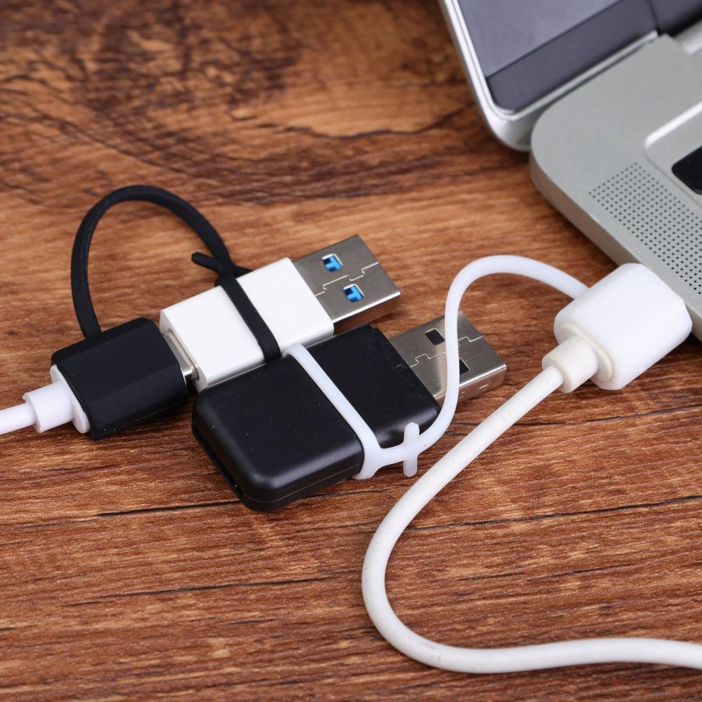 1/5/10/20 Pcs Anti-lost Mobile Phone Charging Adapters Fixed Tether Protectors for Type C Micro USB Converter Silicone Protector
