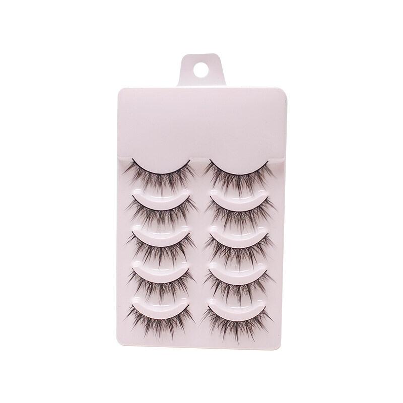 5 Pairs Natural 3D Dense False Eyelashes Soft Transparent Core Fake Handmade Eye Lashes