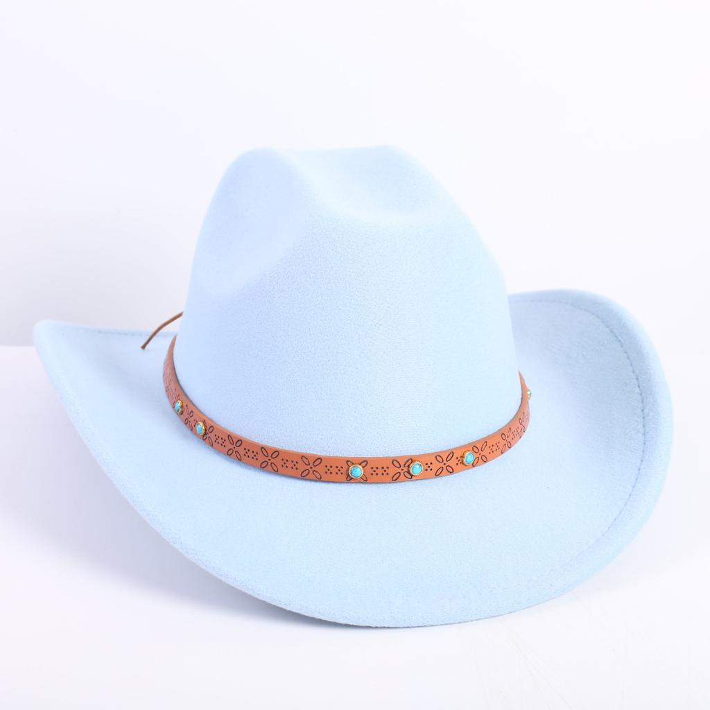 Popular European and American fashion OL style one-word cowboy hat men's and women's high-end top hat jazz hat felt hat