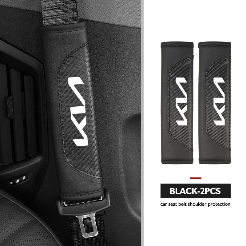 CKWQ4 For KIA Car Seat Belt Carbon Fiber Safety Belt Shoulder Covers Ceed Sportage Rio K5 K2 Optima Cerato Venga Sedona