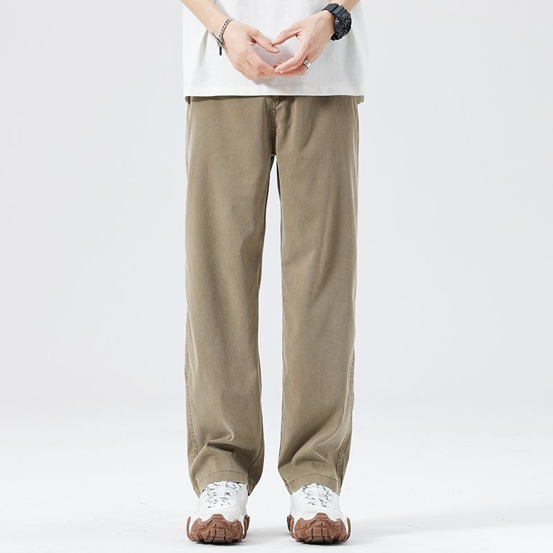Мужские повседневные широкие брюки с эластичным поясом, летние прямые брюки из мягкого дышащего лиоцелла M кофейный