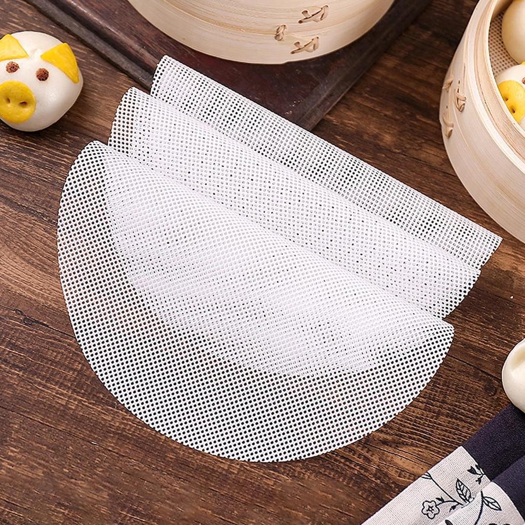 10 Pcs 10 inch Non-stick Silicone Steamer Mesh Mat, Reble Bamboo Steamer Liner Pad, Round Silicone Steamer Liners, Dim Sum Mesh Round Dumplings Buns
