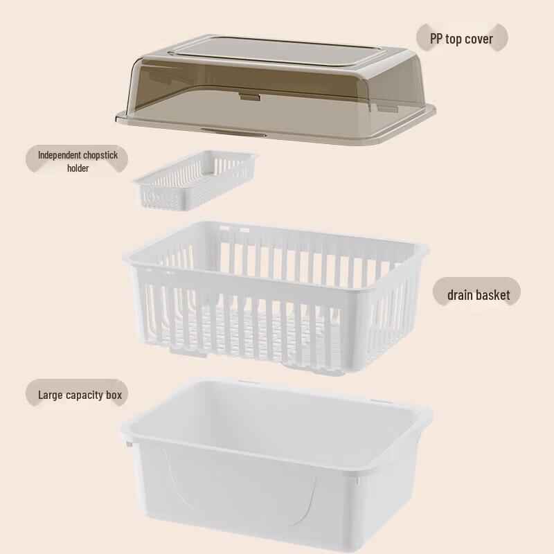Kitchen Dish Storage Rack with Lid