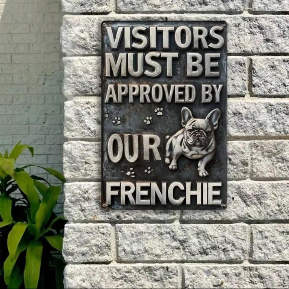 Vintage French Bulldog Metal Poster, Funny Wall Art for Home Bar