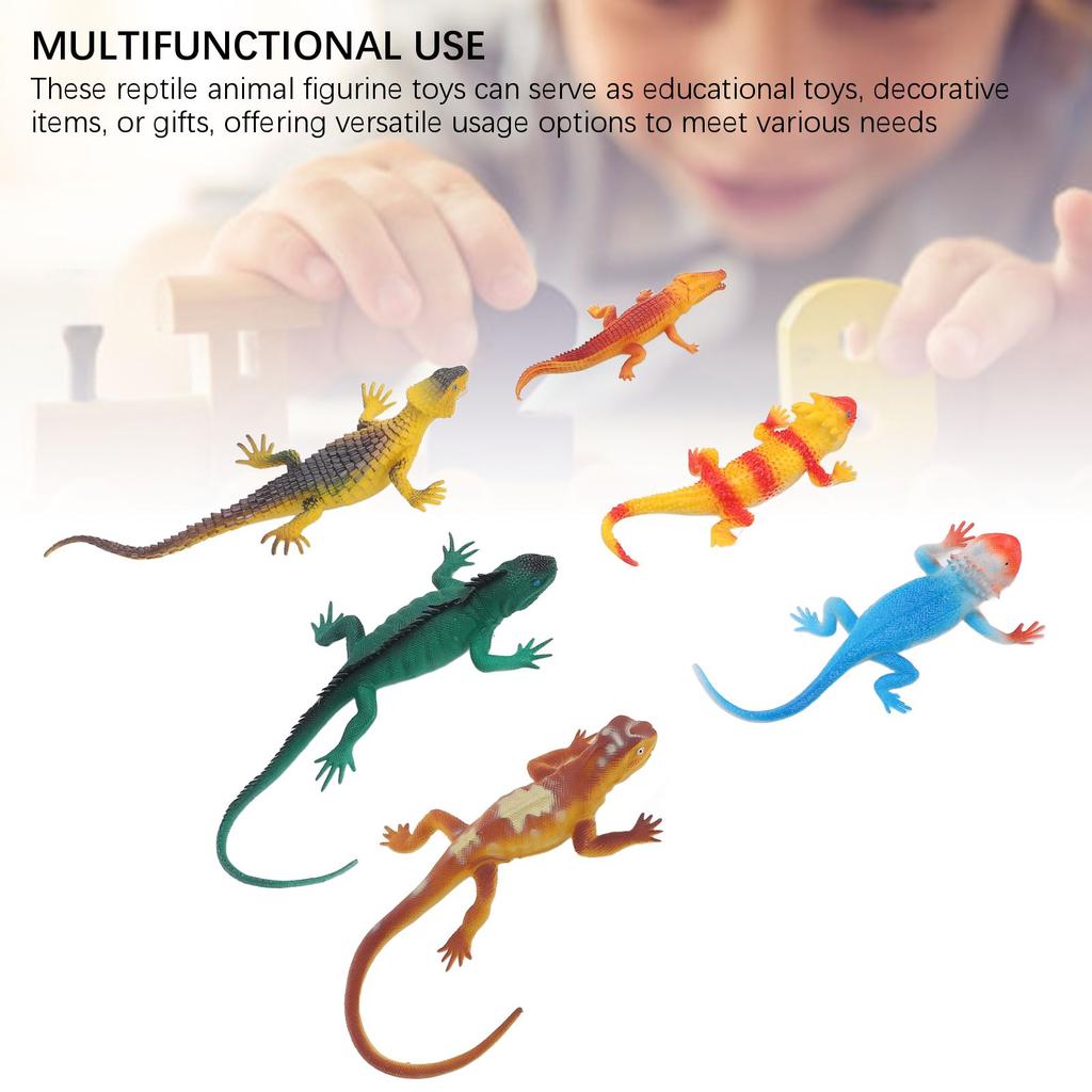 6 Pcs Lizard Figurines Educational Early Learning Realistic Models Reptile Animal Figurine Toys Set
