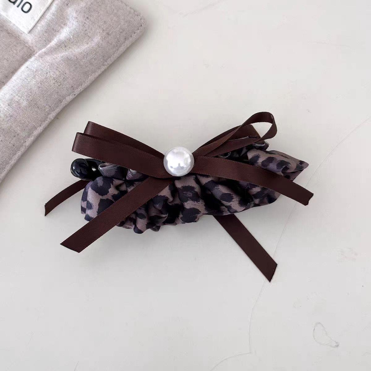 

Korean Satin Flower Pearl Banana Hair Clip - Elegant Women s Luxury Hair Accessory