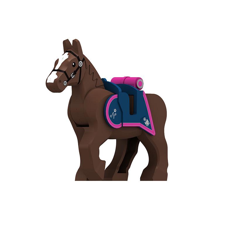MOC Building Blocks Military Napoleon Cavalry Gothic Warhorse Animal Wolf Seat Widened Saddle Rope Accessories Brick Toy Gifts