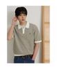 Binpolmen Two-Tone Textured Collar Neck Knit Khaki