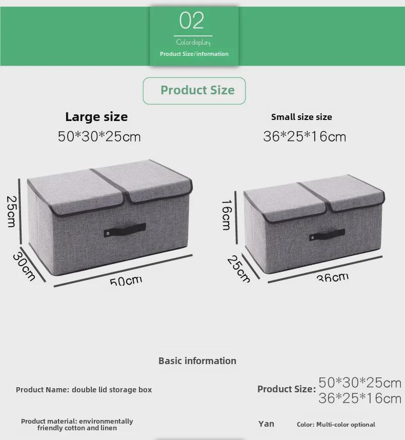 Foldable Cotton & Linen Storage Box: Portable Double Cover for Toys & Clothes