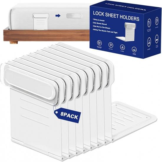 Patented Lock Sheet Holders 8Pcs, Bed Sheet Holders Keep Sheets Firm & Tight, Fitted Sheet Holder for Corners, Heavy-Duty Bed Sheet Locks, No More