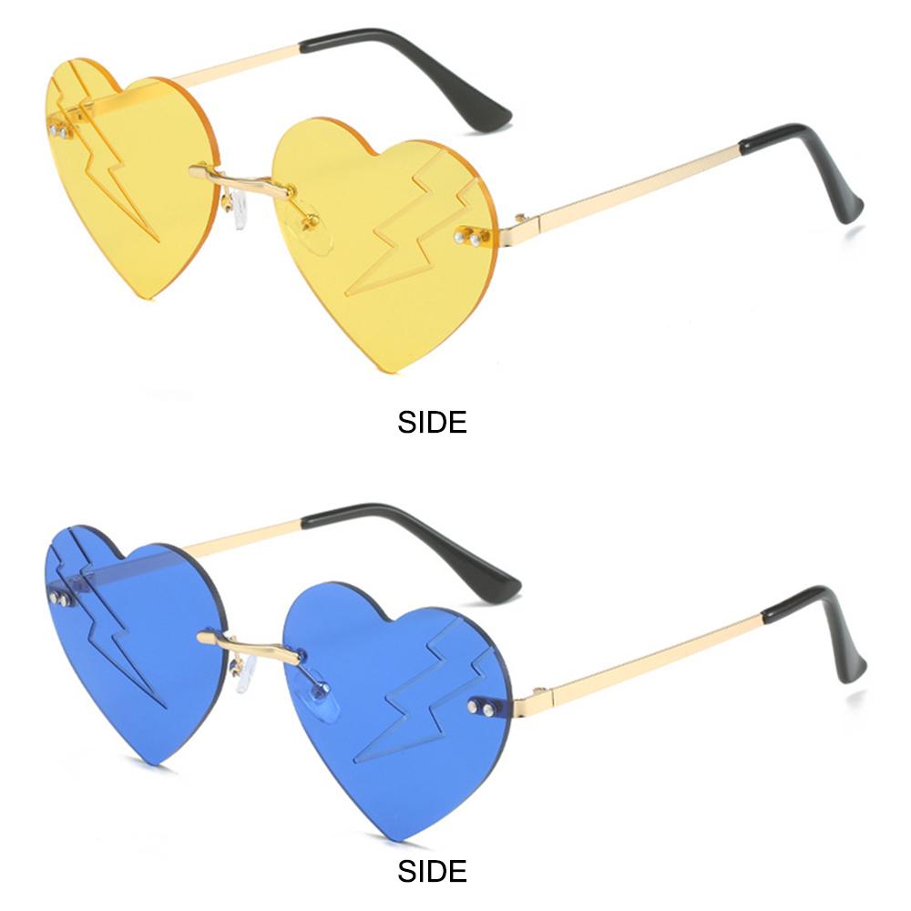 Metal Halloween Glasses Cut-Edge Cosplay Eyewear Novelty Gradient Heart Shades  for Women & Men