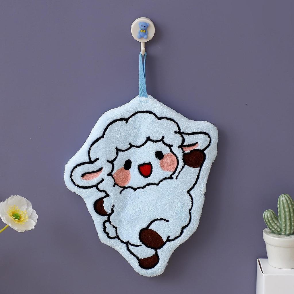 Adorable Cartoon Sheep Coral Fleece Hand Towel for Kids