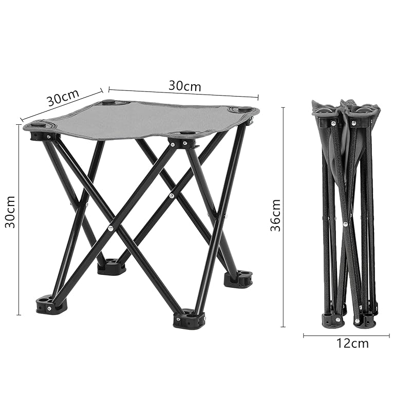 Outdoor Chair Lightweight Compact Folding Chair Small Size Load Capacity Convenient To Carry Camping Chair Mountain Climbing Fishing (Gray-1)