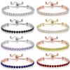 Adjustable Colorful Birthstone Tennis Bracelets for Women 4MM Crystal Bangle Girls Hand Chain Trend Jewelry Accessories H133