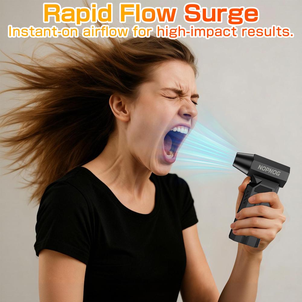 Wireless 140000RPM LED Light with Multiple Outlet Nozzles 4-speed Adjustable Car Snow Removal, Portable Strong Blowing Electric Turbojet Fan