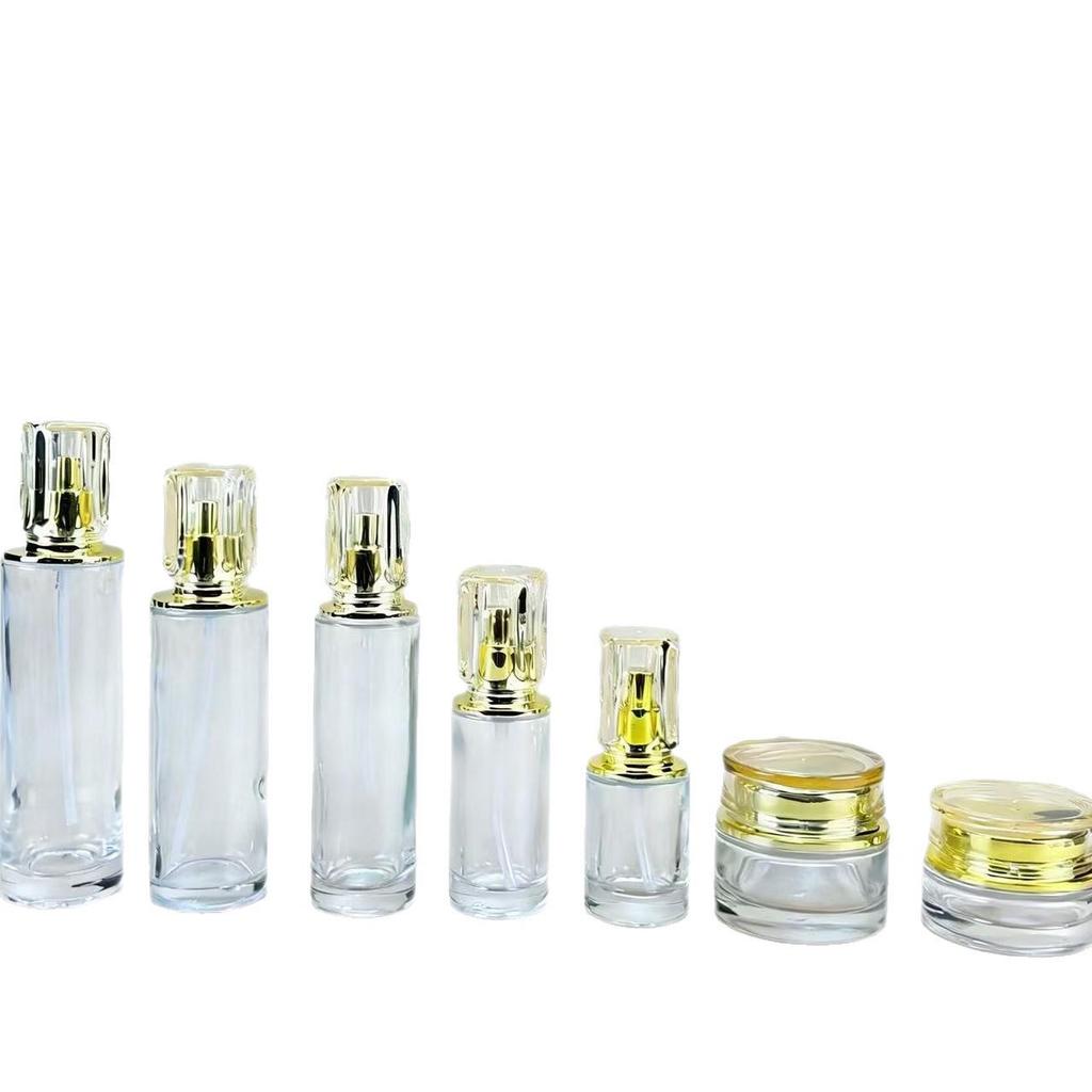 In Stock: New Chicken Beak Pump Skincare Set - 120ml Glass Lotion Bottle & 80ml Cosmetic Container