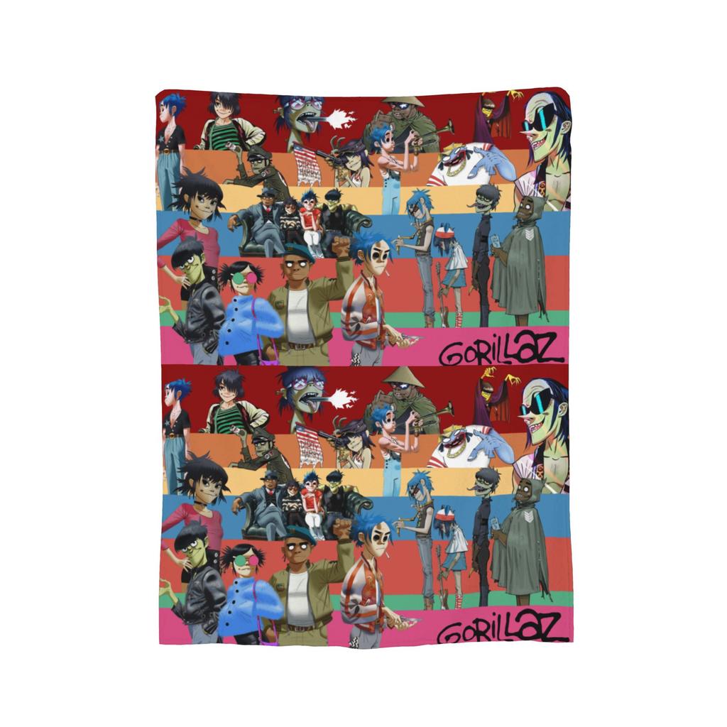 Gorillazs Rock Music Knitted Blanket Flannel Lightweight Throw Blanket for Outdoor Travel Bedroom Quilt