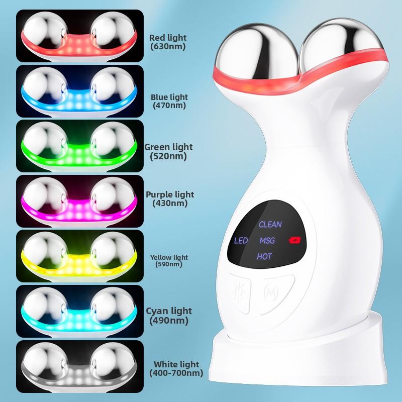 Neck Beauty Instrument Roller Massage Neck Pattern Instrument Nasolabial Folds Massager Face Colorful Light Vibration Neck Beauty Instrument