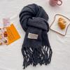Winter atmosphere White scarf Warm lamb plush scarf Women's winter grade Thickened tassel Couple shawl