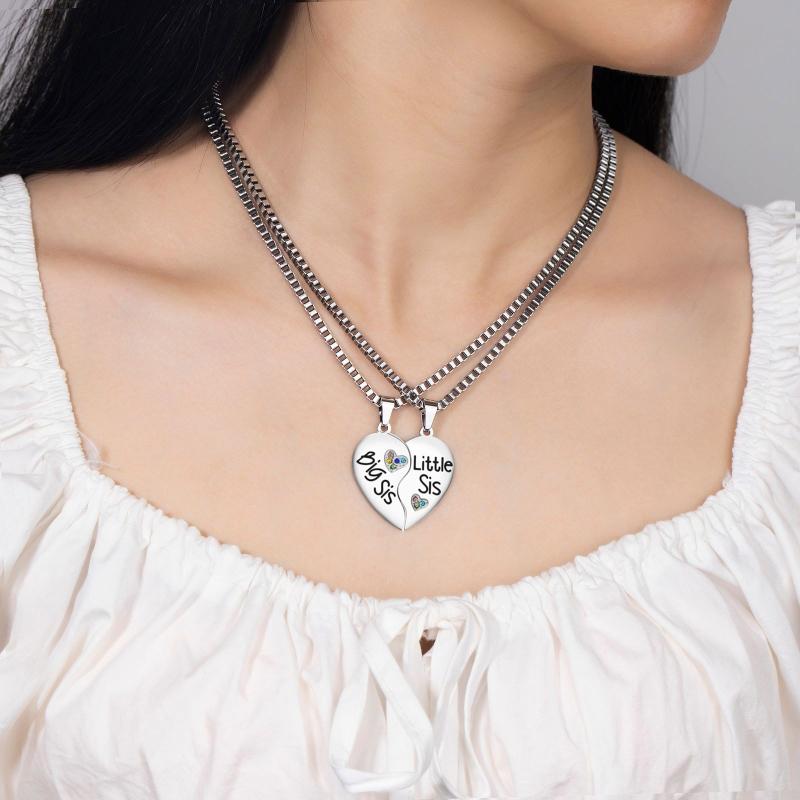 Combination Stainless Steel Lettering Love Friendship Necklaces Ins Net Red Wind Good Sister Necklaces 2 Piece Set