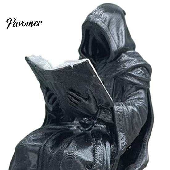 Dark Style Soft Furnishings Gothic Shadow Reader Statue, Mini Wizard Figurine, Matte Magic Theme Party Props Black Resin Sculpture for Home