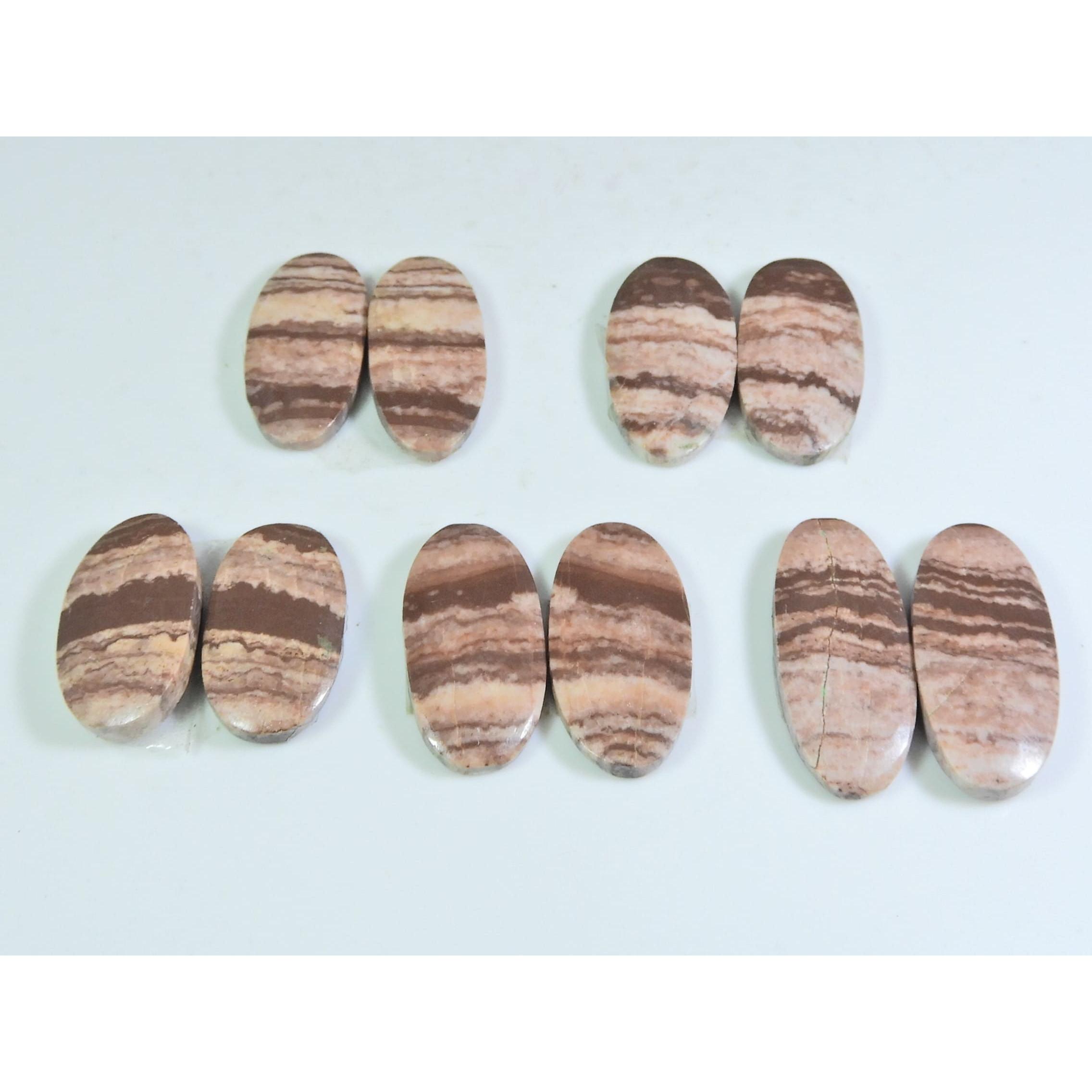 

12X22-12X28ММ Натуральный Овальный Зебровый Яшма Парная Пара Драгоценный Камень Лот из 5 Пар A-582