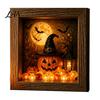 Small Halloween Figures Lighted Frame Ornaments, Light Up Shadow Box, Warm Festive Party Supplies Atmosphere LED Lights for Home Living Room