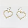 Love Heart Statement Earrings Alloy Faux Pearl Dangle Chain Hook Ear Drop Jewelry Gift for Women